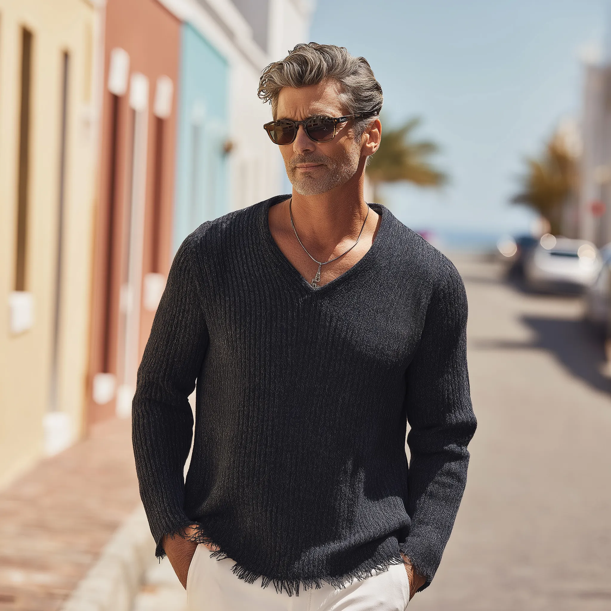 Men's Vintage Raw Edge Heathered Knitted Sweater MTA1367H6P sold by Manly product image thumbnail 4