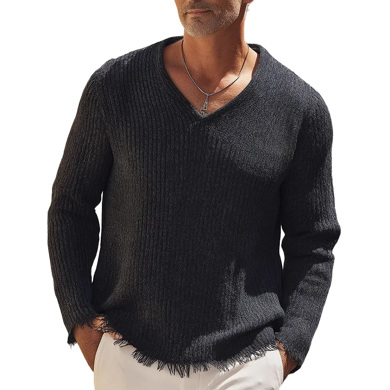 Men's Vintage Raw Edge Heathered Knitted Sweater MTA1367H6P sold by Manly