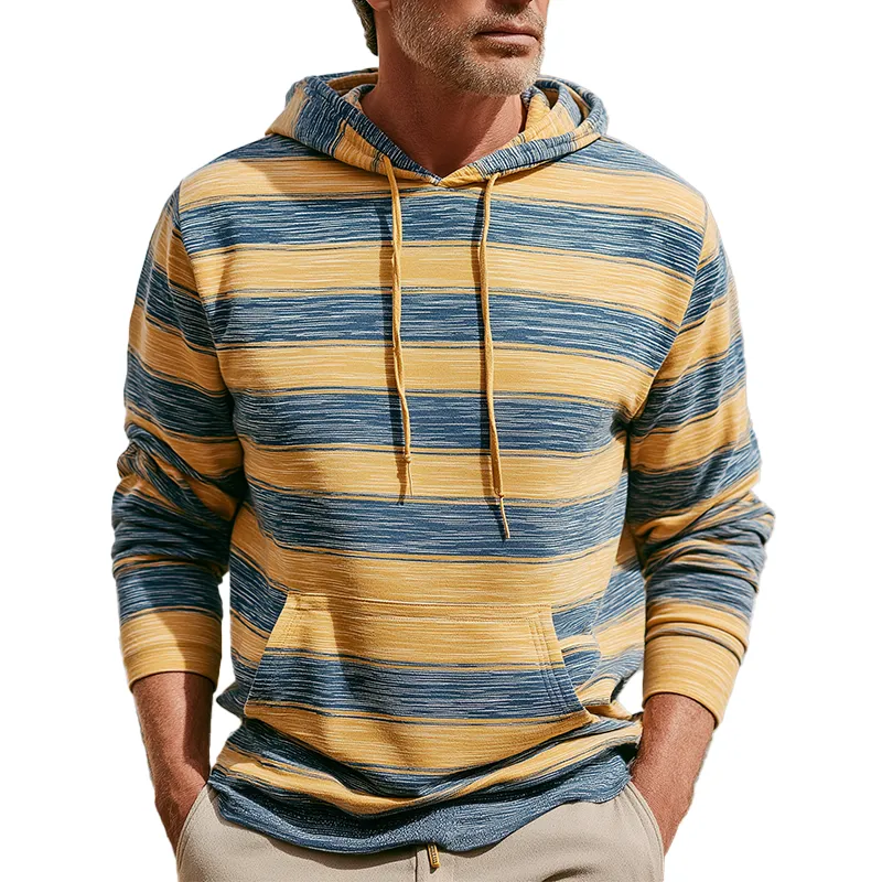 Men's Fashion Striped Print Cotton Blend Hooded Sweatshirt MTA1326H3P sold by Manly