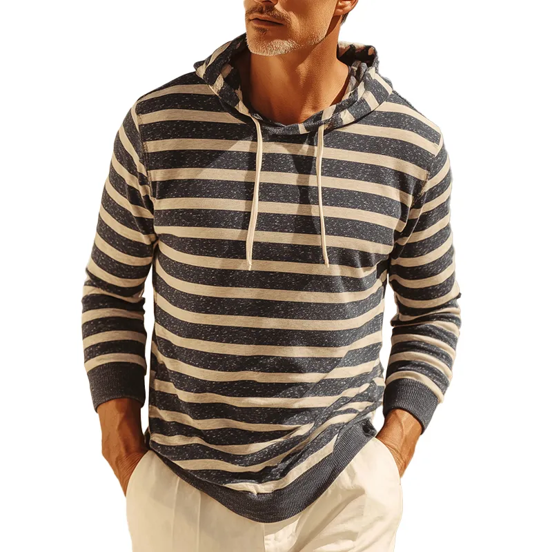 Men's Fashion Striped Print Cotton Blend Hooded Sweatshirt MTA1321H1P sold by Manly