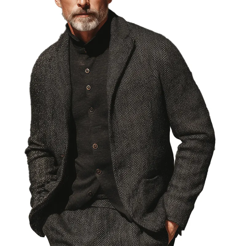 Men's Vintage Herringbone Cotton Blend Blazer MTA1344H6P sold by Manly