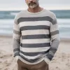 Men's Fashion Striped Knitted Long Sleeve Sweater MTA1368H9P sold by Manly