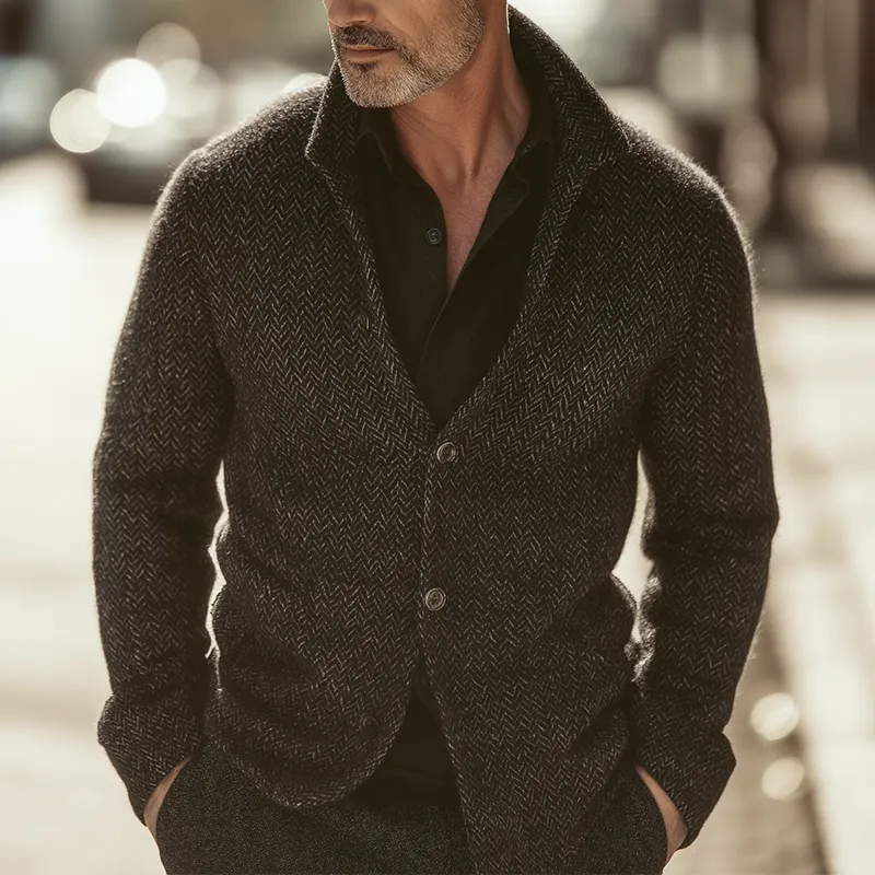 Men's Vintage Herringbone Stand Collar Jacket MTA1395H0P sold by Manly product image thumbnail 2