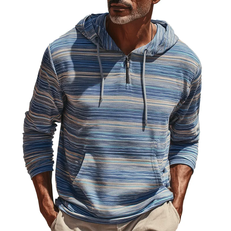 Men's Fashion Striped Print Cotton Blend Hooded Sweatshirt MTA1385H3P sold by Manly