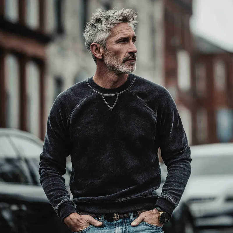 Men's Vintage Crew Neck Faded Long Sleeve Sweatshirt MTA1330H5X sold by Manly product image thumbnail 4