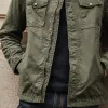 Men's Vintage Washed Stand Collar Zipper Denim Jacket MTA0854H8X sold by Manly