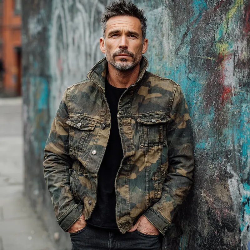 Men's Vintage Camouflage Outdoor Single-Breasted Jacket MTA1395H9X sold by Manly product image thumbnail 4