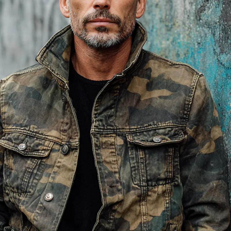 Men's Vintage Camouflage Outdoor Single-Breasted Jacket MTA1395H9X sold by Manly product image thumbnail 3