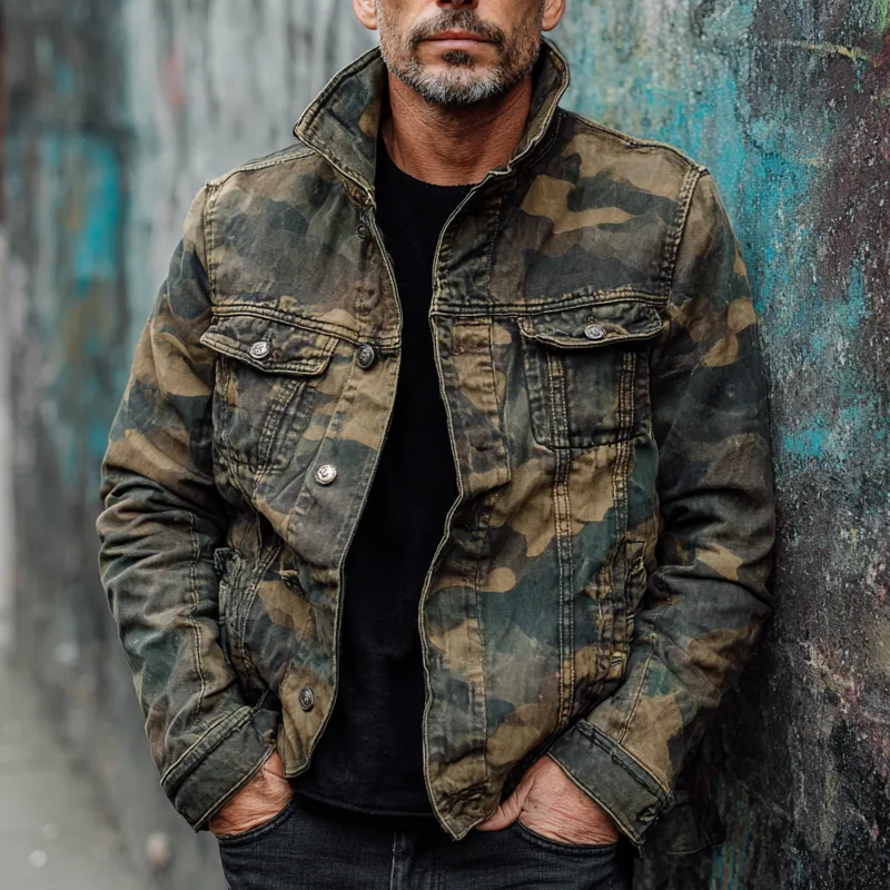 Men's Vintage Camouflage Outdoor Single-Breasted Jacket MTA1395H9X sold by Manly product image thumbnail 2