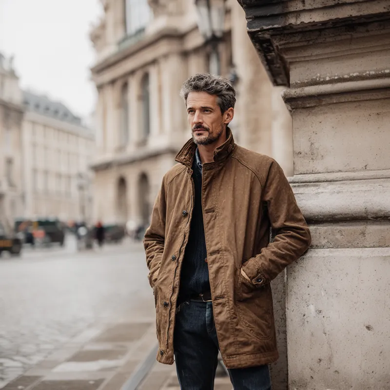 Men's Vintage Distressed Cotton Lapel Single-breasted Loose Trench Coat MTA1310H6X sold by Manly product image thumbnail 4