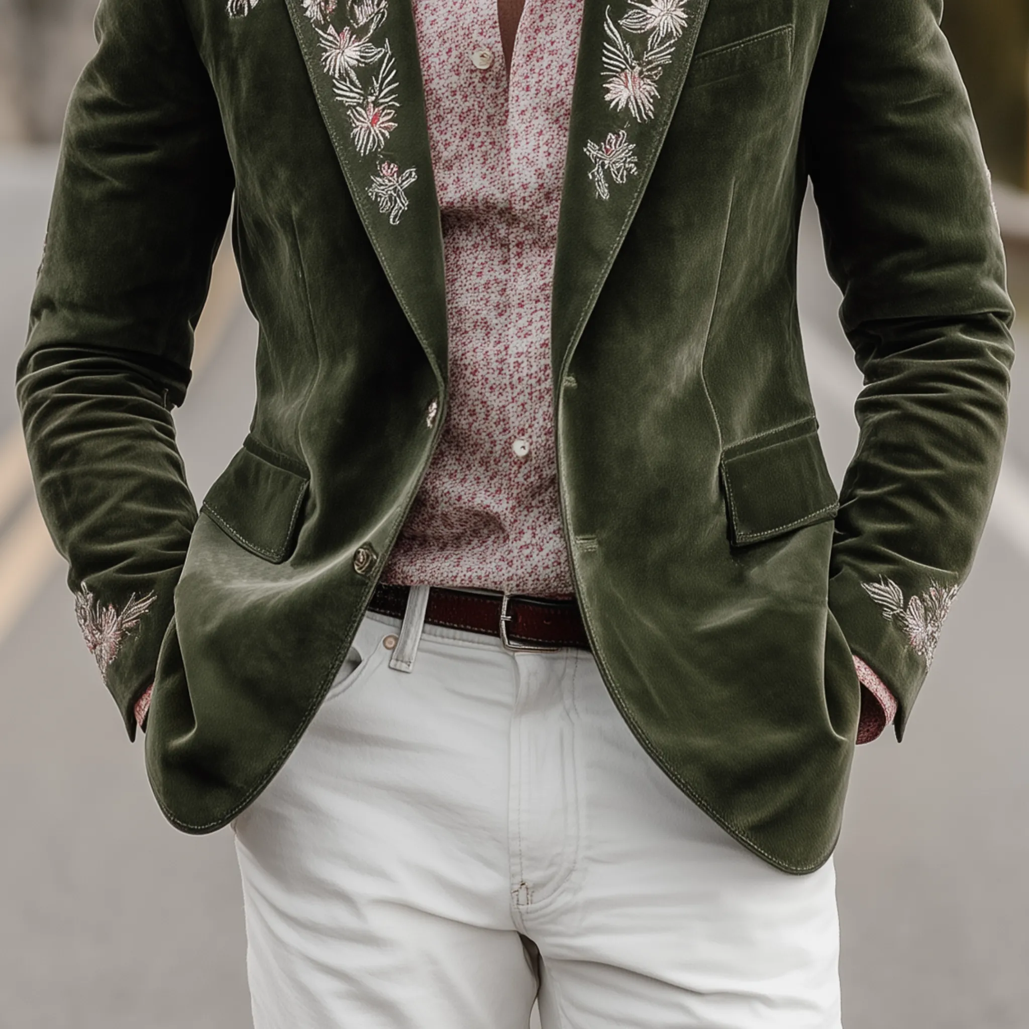 Men's Classic Retro Western Style Suede Embroidered Single-breasted Blazer MTA1278H1K sold by Manly product image thumbnail 5