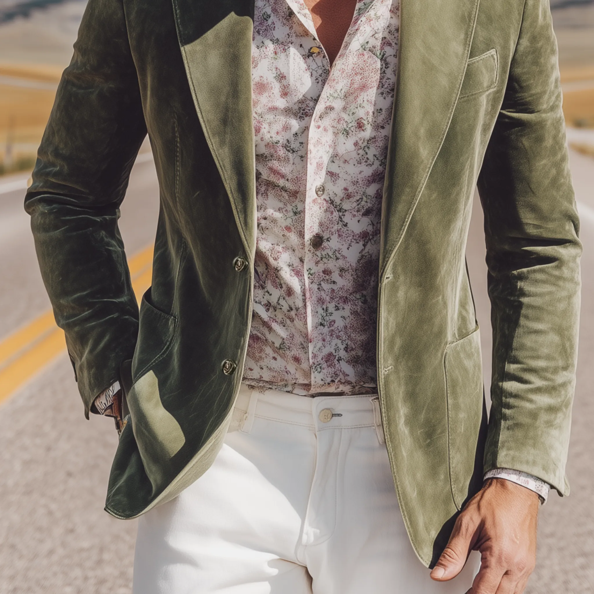 Men's Classic Casual Western Style Suede Slim Fit Single-breasted Blazer MTA1271H8K sold by Manly product image thumbnail 5