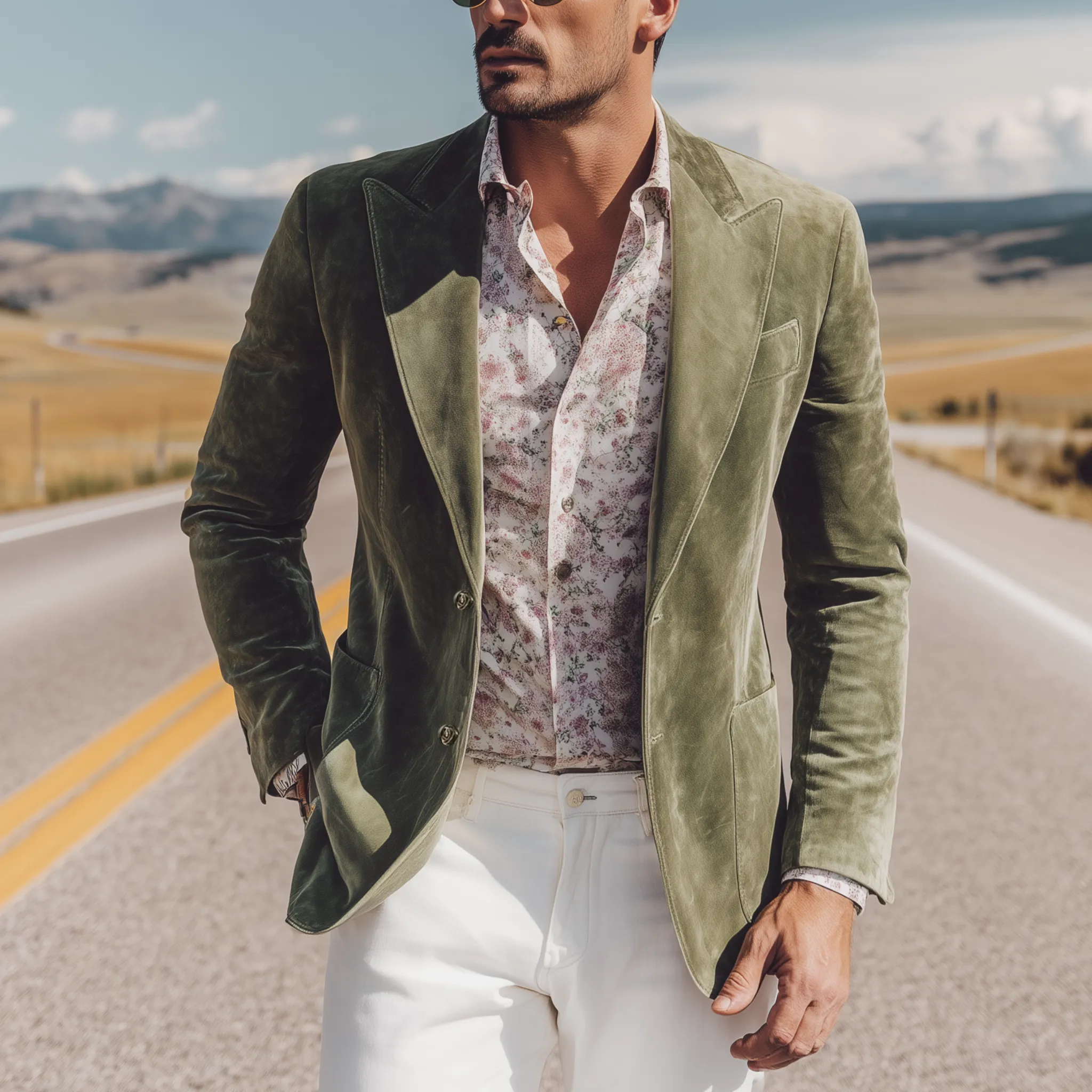 Men's Classic Casual Western Style Suede Slim Fit Single-breasted Blazer MTA1271H8K sold by Manly product image thumbnail 2