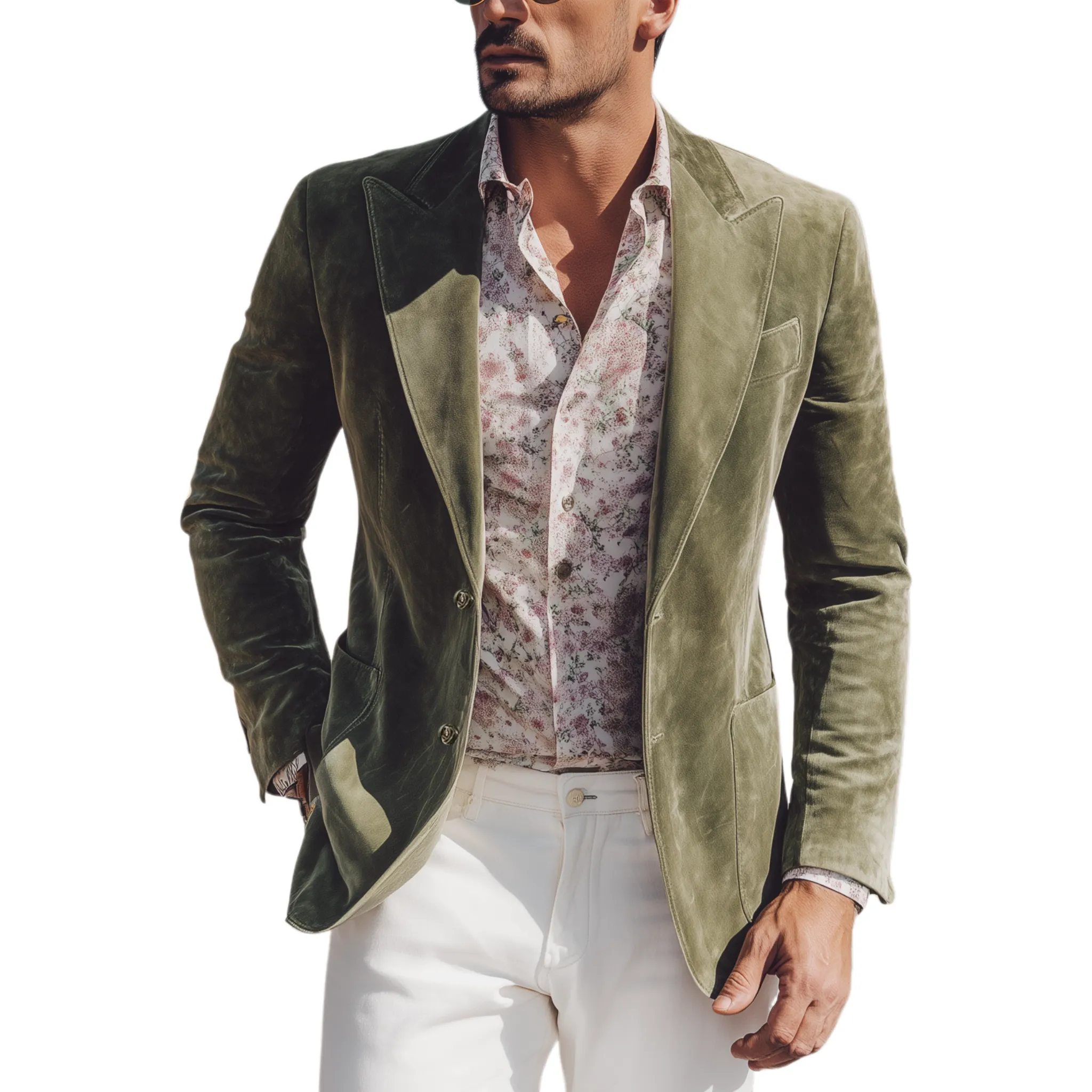 Men's Classic Casual Western Style Suede Slim Fit Single-breasted Blazer MTA1271H8K sold by Manly