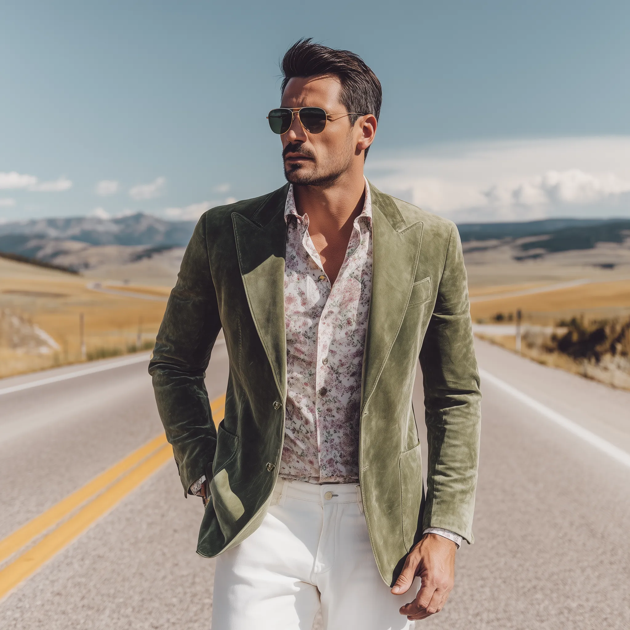 Men's Classic Casual Western Style Suede Slim Fit Single-breasted Blazer MTA1271H8K sold by Manly product image thumbnail 3