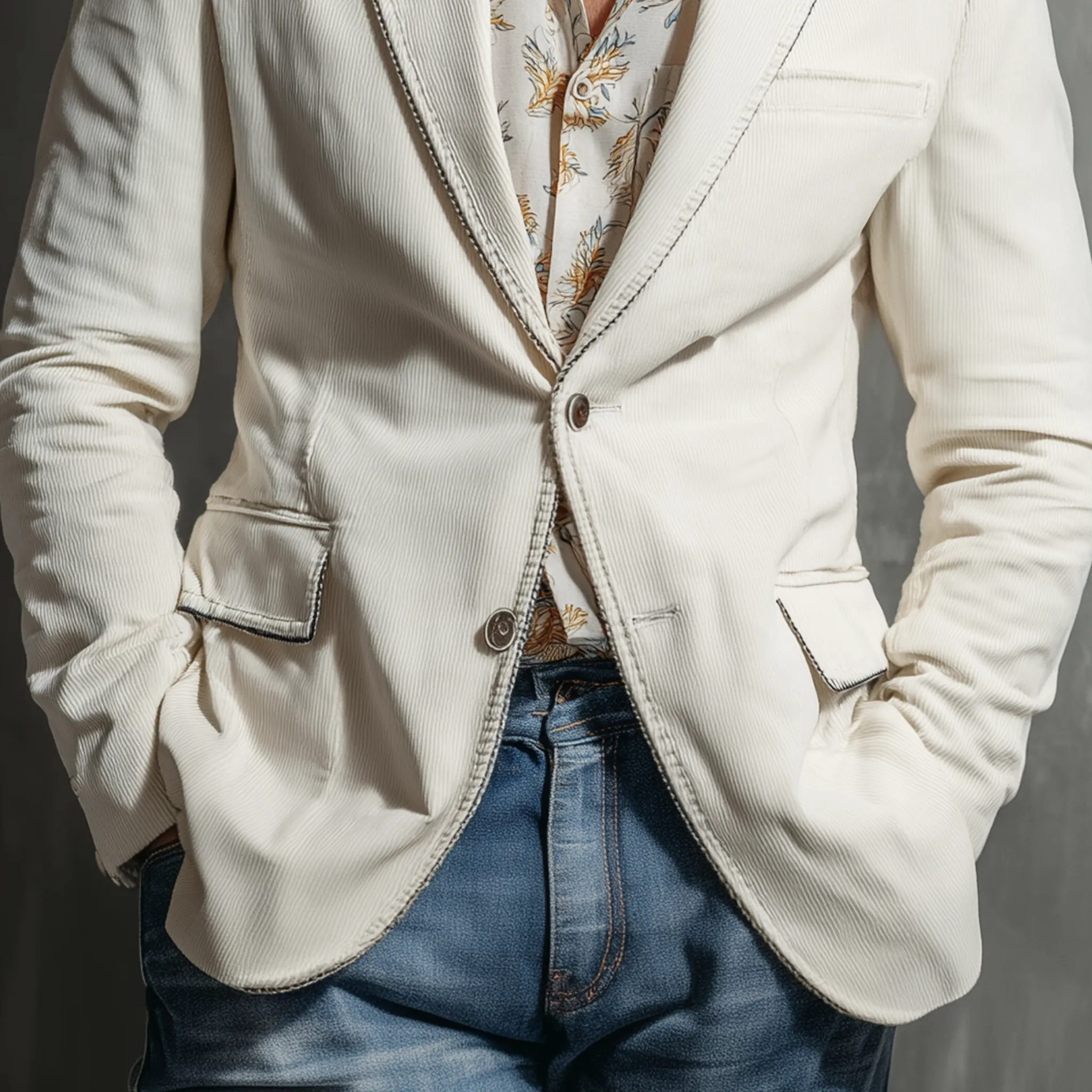 Men's Classic Casual Corduroy Decorative Ribbon Single-breasted Blazer MTA1221H0K sold by Manly product image thumbnail 5