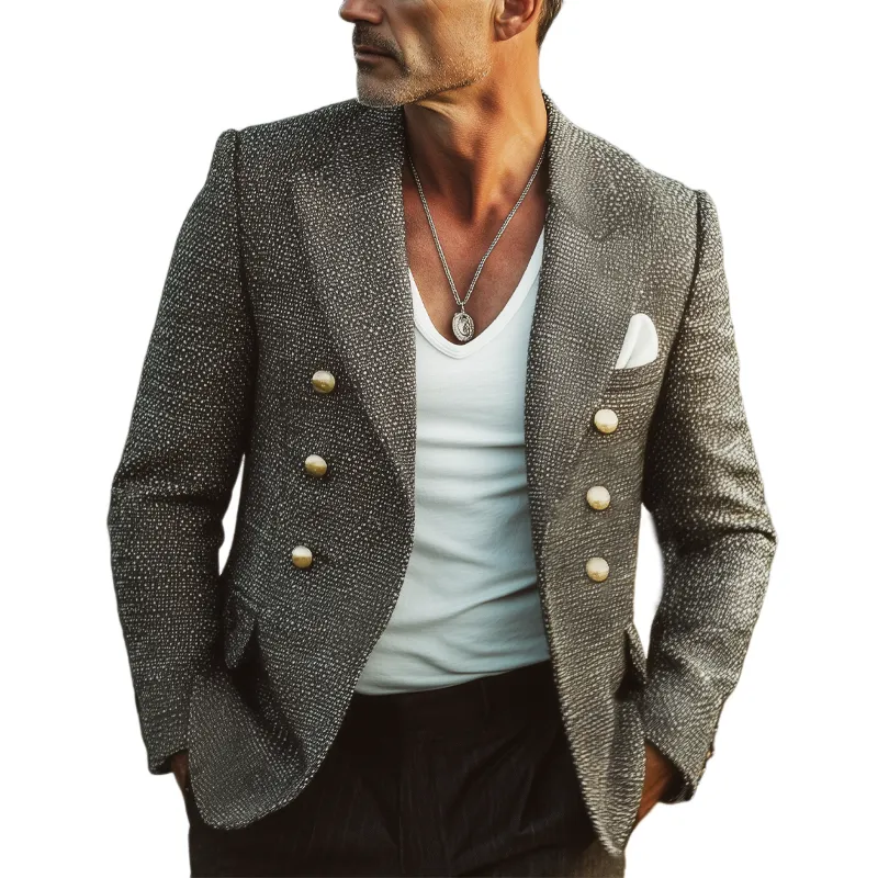 Men's Spring And Autumn Notch Lapel Double-Breasted Blazer MTA1260H1U sold by Manly