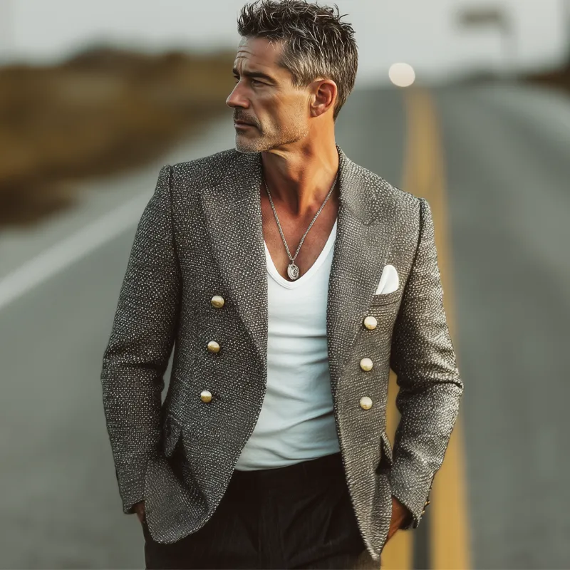 Men's Spring And Autumn Notch Lapel Double-Breasted Blazer MTA1260H1U sold by Manly product image thumbnail 2