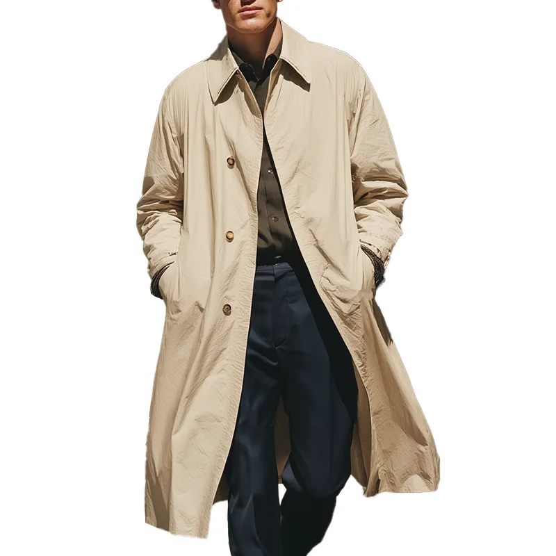Men's Vintage Solid Color Long Trench Jacket MTA1217H2P sold by Manly