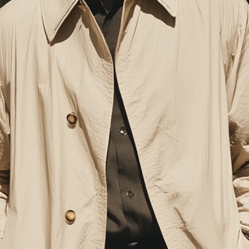 Men's Vintage Solid Color Long Trench Jacket MTA1217H2P sold by Manly product image thumbnail 3