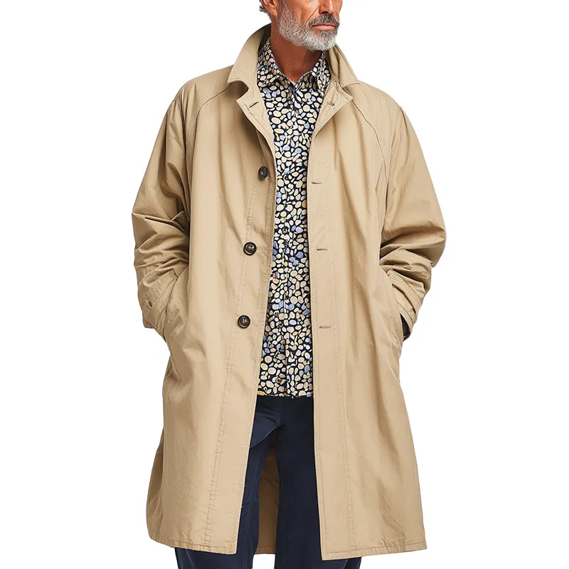 Men's Vintage Washed Solid Color Long Trench Jacket MTA1280H3P sold by Manly