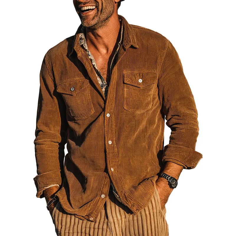 Men's Vintage Corduroy Long Sleeve Shirt MTA1271H4P sold by Manly
