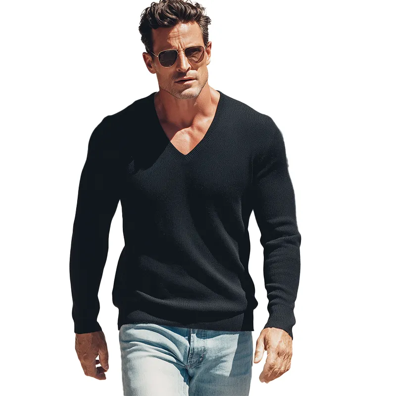 Men's Simple Solid Color Knitted Thin Sweater MTA1158H7P sold by Manly