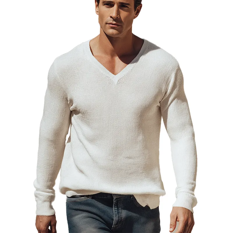 Men's Simple Solid Color Knitted Hollow Thin Sweater MTA1188H8P sold by Manly