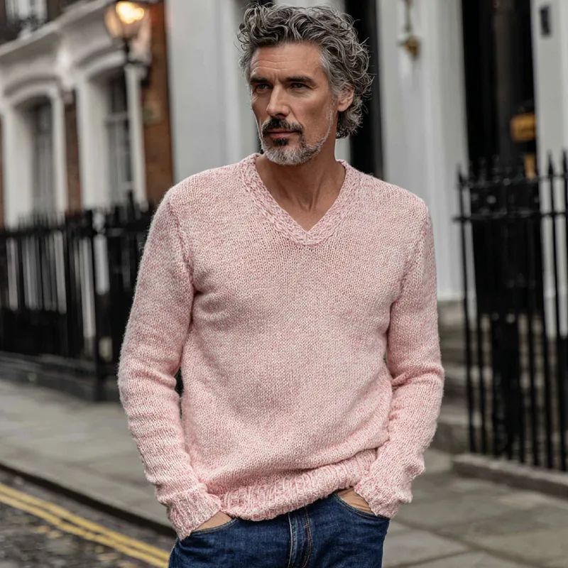 Men's Solid Color V-neck Knitted Pullover Sweater MTA1426H7X sold by Manly product image thumbnail 4