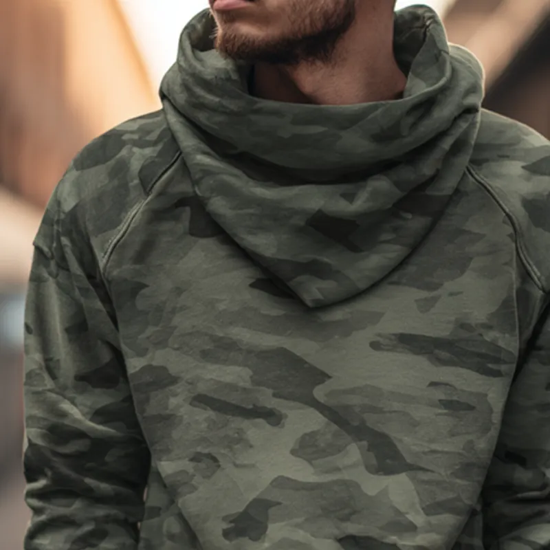 Men's Retro Casual Camouflage Print Ruffle Collar Sweatshirt MTA1320H7TO sold by Manly product image thumbnail 3