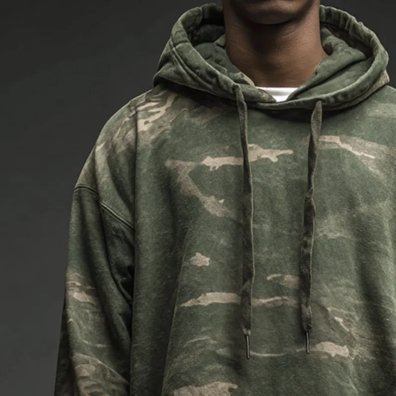Men's Retro Casual Camouflage Print Stitching Fake Two-Piece Hoodie MTA1314H6TO sold by Manly product image thumbnail 3