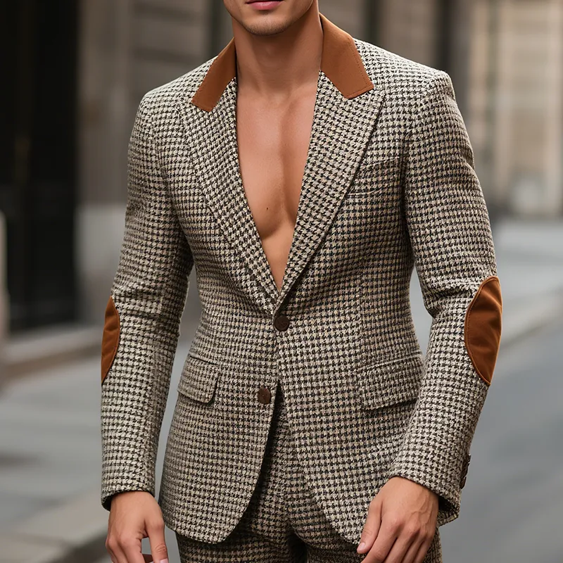 Men's Retro Casual Houndstooth Blazer MTA1156H7TO sold by Manly product image thumbnail 2