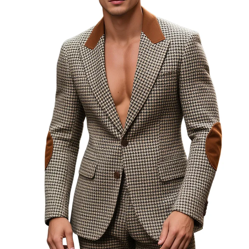 Men's Retro Casual Houndstooth Blazer MTA1156H7TO sold by Manly