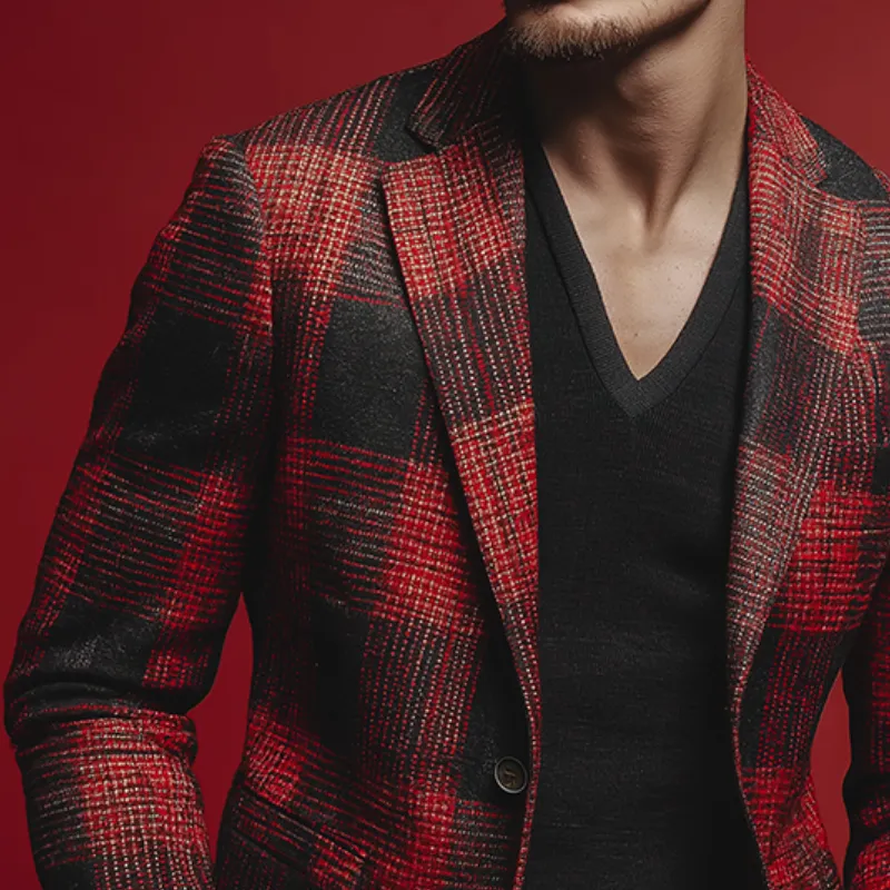 Men's Retro Casual Plaid Print Blazer MTA1350H7TO sold by Manly product image thumbnail 3