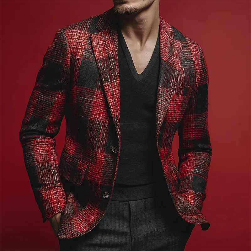 Men's Retro Casual Plaid Print Blazer MTA1350H7TO sold by Manly product image thumbnail 2