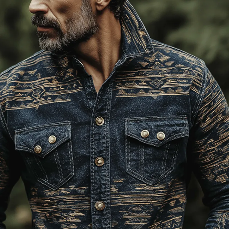 Men's Vintage Casual Tribal Aztec Print Shirt Jacket MTA1450H9TO sold by Manly product image thumbnail 3