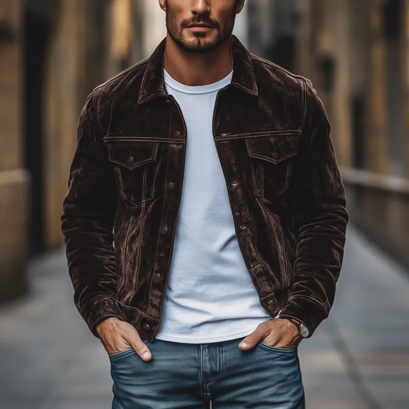 Men's Vintage Solid Velvet Lapel Single Breasted Slim Fit Jacket MTA1471H8M sold by Manly product image thumbnail 2