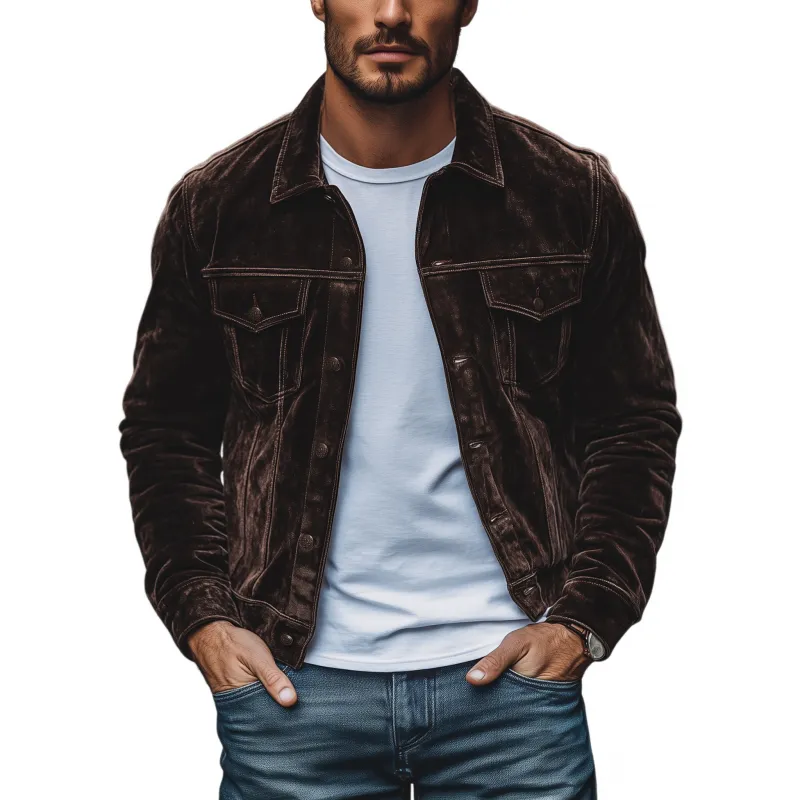 Men's Vintage Solid Velvet Lapel Single Breasted Slim Fit Jacket MTA1471H8M sold by Manly