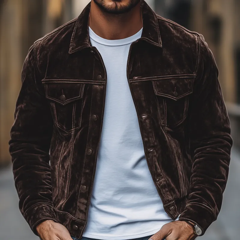 Men's Vintage Solid Velvet Lapel Single Breasted Slim Fit Jacket MTA1471H8M sold by Manly product image thumbnail 3