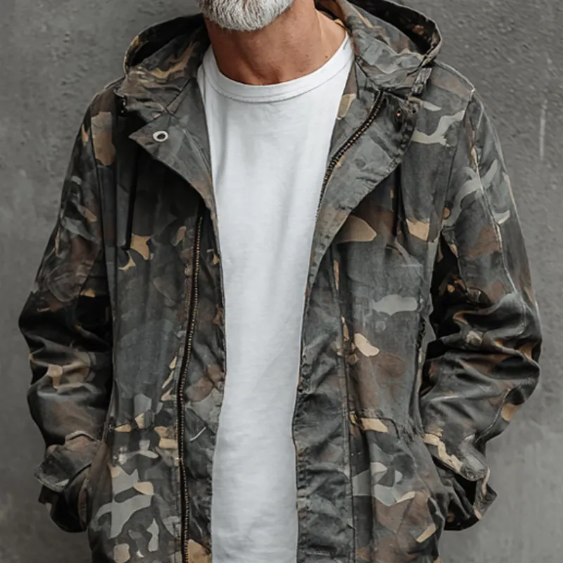 Men's Camouflage Hooded Mid-length Cargo Coat MTA1441H9Z sold by Manly product image thumbnail 4