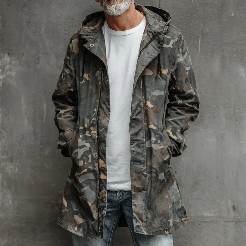Men's Camouflage Hooded Mid-length Cargo Coat MTA1441H9Z sold by Manly product image thumbnail 2
