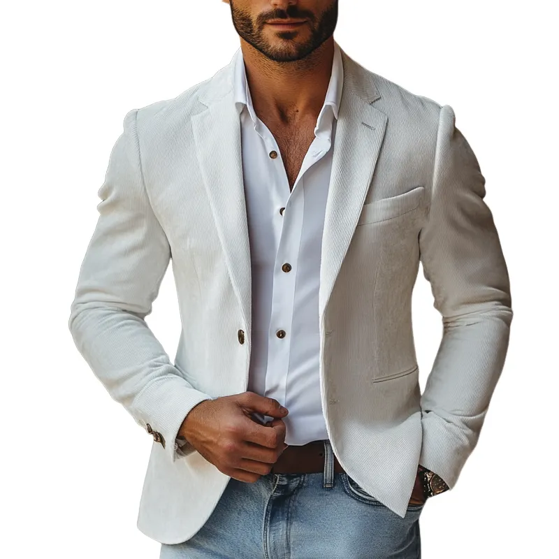 Men's Corduroy Notch Lapel Two Buttons Blazer MTA1452H7Z sold by Manly
