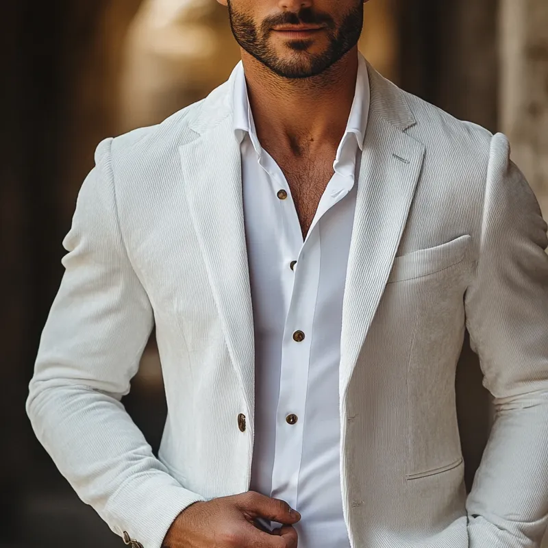 Men's Corduroy Notch Lapel Two Buttons Blazer MTA1452H7Z sold by Manly product image thumbnail 3