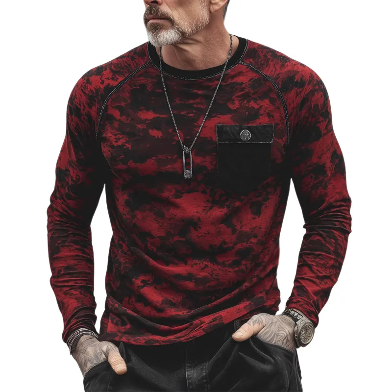 Men's Retro Crew Neck Camouflage Long Sleeve T-Shirt MTA1495H5U sold by Manly