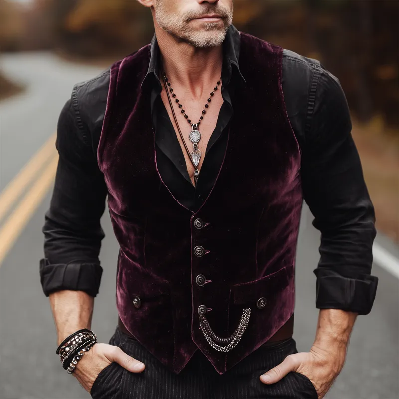 Men's Business Velvet V-neck Single-breasted Vest MTA1471H1U sold by Manly product image thumbnail 2