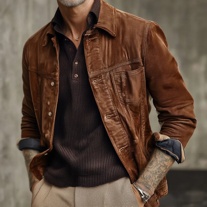 Men's Vintage Corduroy Lapel Single Breasted Jacket MTA1461H4X sold by Manly product image thumbnail 3