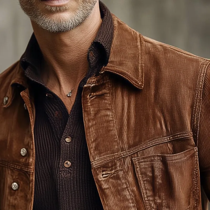 Men's Vintage Corduroy Lapel Single Breasted Jacket MTA1461H4X sold by Manly product image thumbnail 2