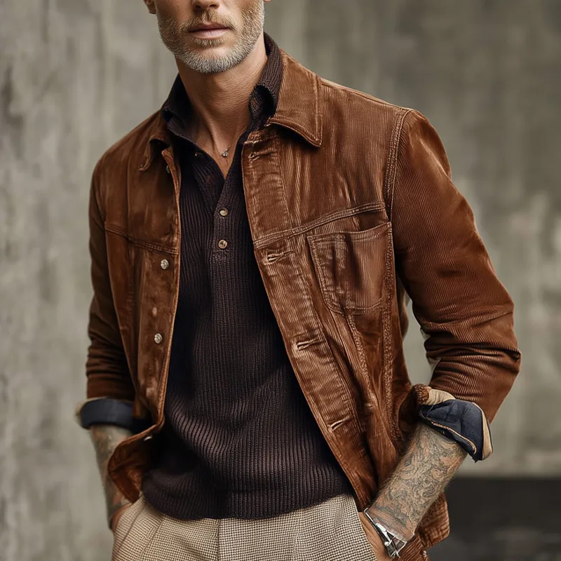 Men's Vintage Corduroy Lapel Single Breasted Jacket MTA1461H4X sold by Manly product image thumbnail 4