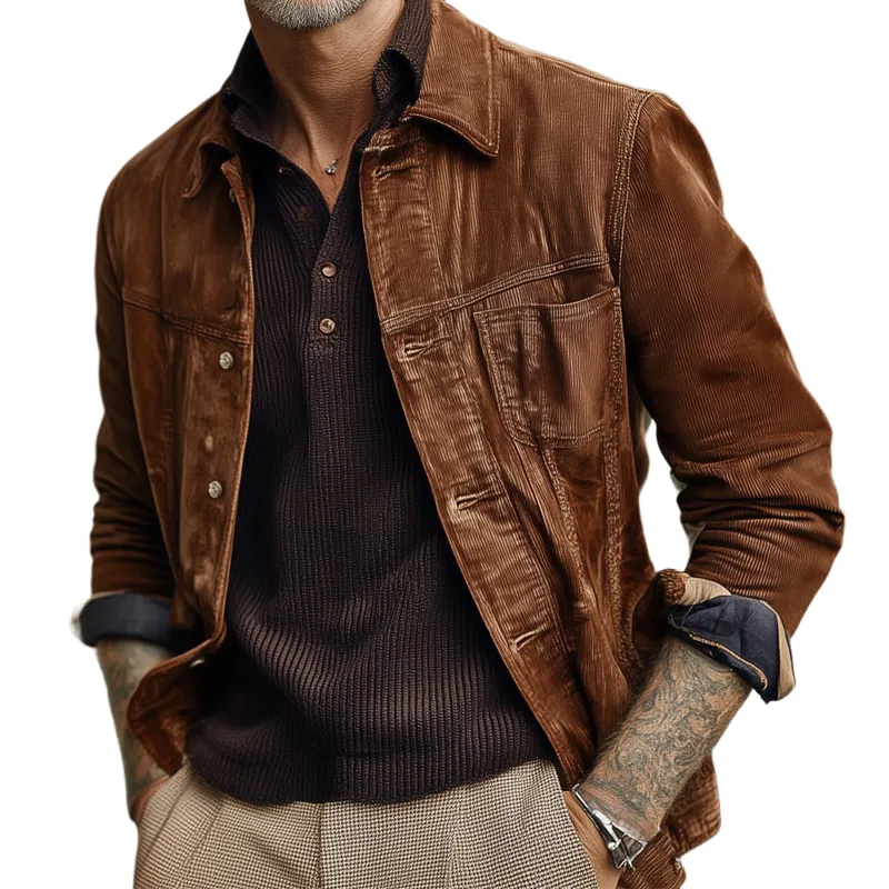 Men's Vintage Corduroy Lapel Single Breasted Jacket MTA1461H4X sold by Manly