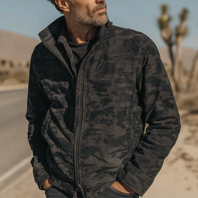 Men's Vintage Washed Camouflage Stand Collar Jacket MTA1410H8P sold by Manly product image thumbnail 2